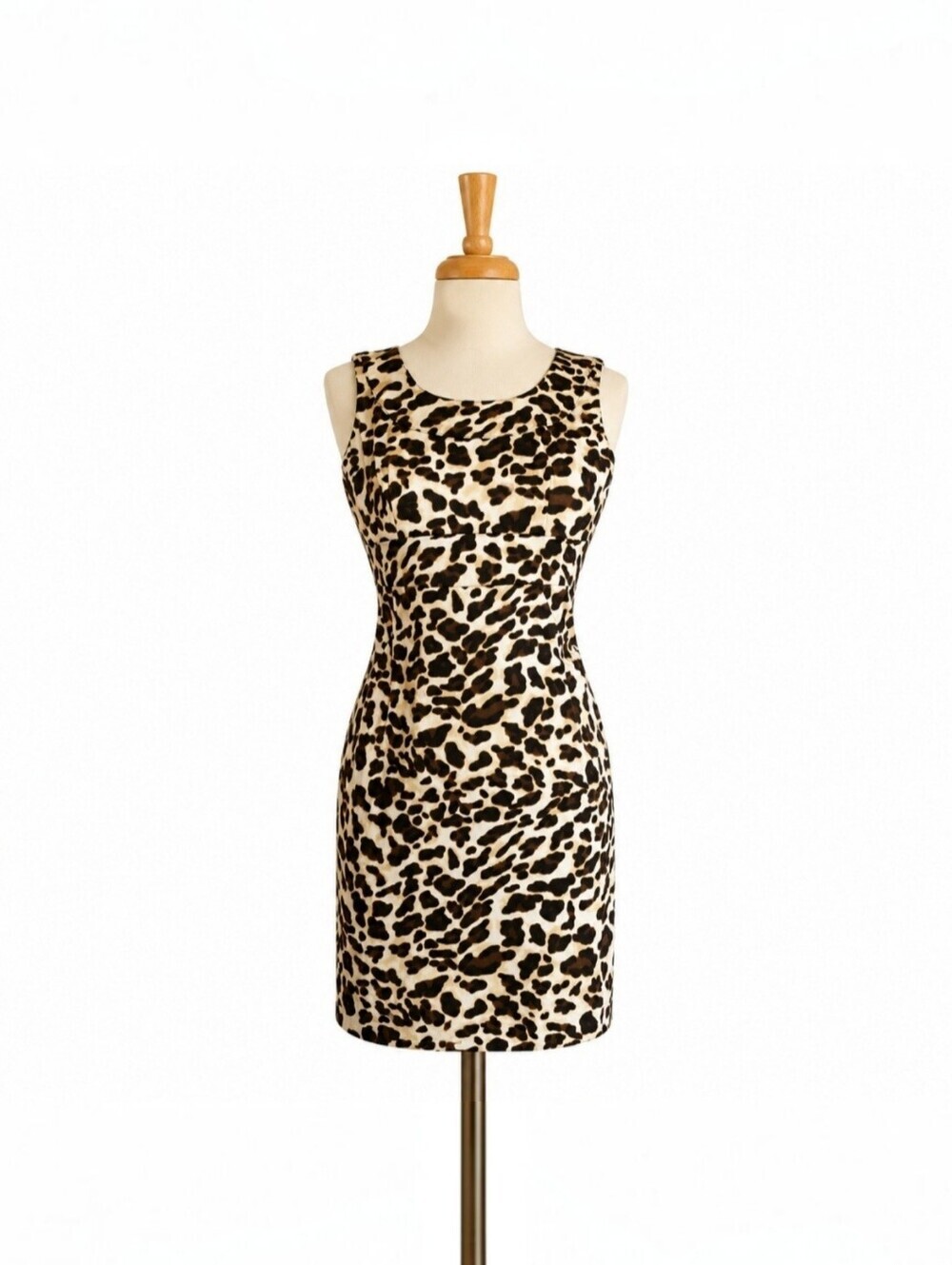 Jones New York Petite Leopard Print Sheath Dress Stretch Cotton 2P